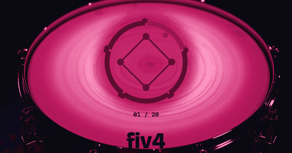 The social card: a drum membrane under a magenta gel